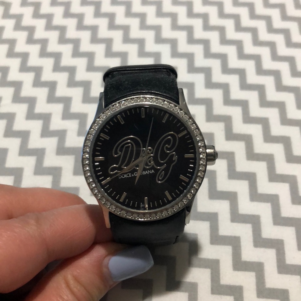 Dolce & Gabbana black Swarovski crystal watch